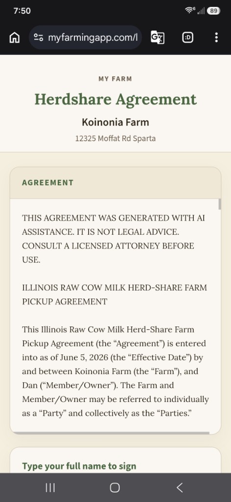 My Farm — Herdshare contract signing